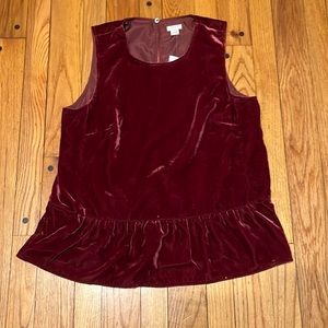 NWT J. Crew Peplum Tank top in Red Velvet